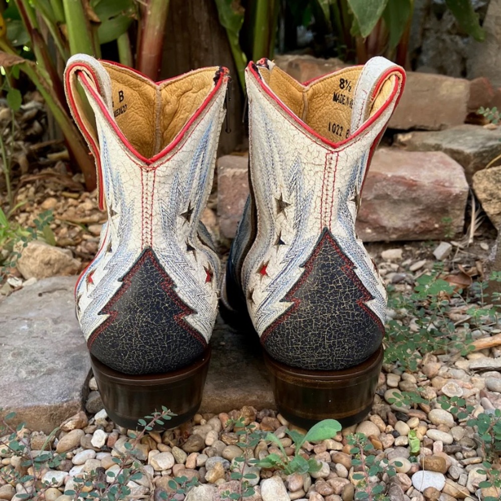 Old Gringo Legacy Blue Zipper Bootie Boot embroidered inlay stars RTL $395 8.5 - Picture 13 of 15